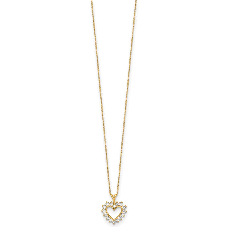 10k Yellow Gold 1/2 Ct. Lab Grown Diamond VS/SI+ G+ 18 inch Heart Pendant Necklace