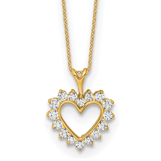 10k Yellow Gold 1/2 Ct. Lab Grown Diamond VS/SI+ G+ 18 inch Heart Pendant Necklace