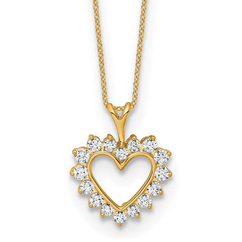 10k Yellow Gold 1/2 Ct. Lab Grown Diamond VS/SI+ G+ 18 inch Heart Pendant Necklace