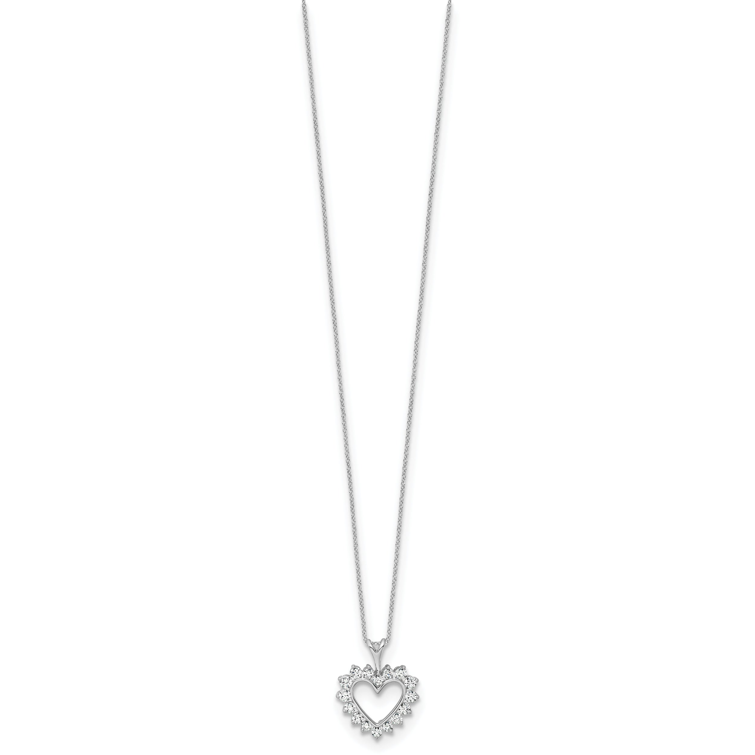 14K White Gold 1/2 Carat Lab Grown Diamond Vs/Si+ G+ 18 Inch Heart Pendant Necklace