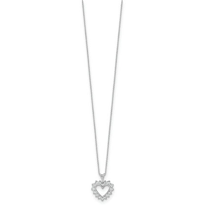 14K White Gold 1/2 Carat Lab Grown Diamond Vs/Si+ G+ 18 Inch Heart Pendant Necklace