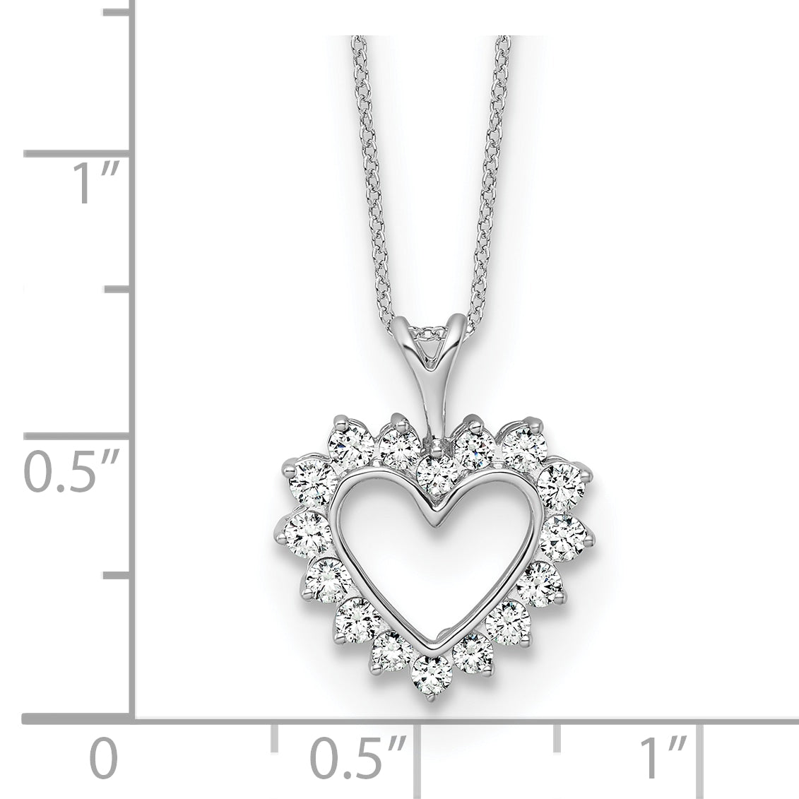 14K White Gold 1/2 Carat Lab Grown Diamond Vs/Si+ G+ 18 Inch Heart Pendant Necklace