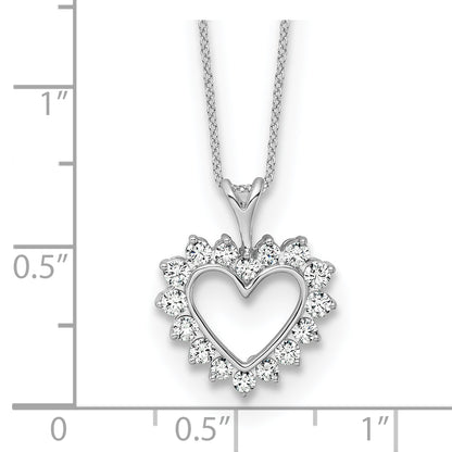 14K White Gold 1/2 Carat Lab Grown Diamond Vs/Si+ G+ 18 Inch Heart Pendant Necklace
