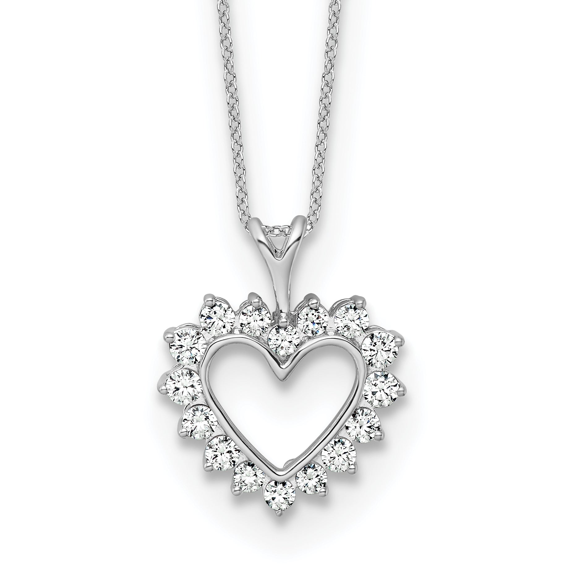 14K White Gold 1/2 Carat Lab Grown Diamond Vs/Si+ G+ 18 Inch Heart Pendant Necklace