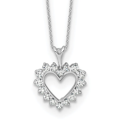 14K White Gold 1/2 Carat Lab Grown Diamond Vs/Si+ G+ 18 Inch Heart Pendant Necklace
