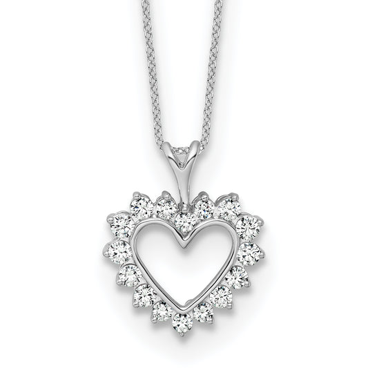 14K White Gold 1/2 Carat Lab Grown Diamond Vs/Si+ G+ 18 Inch Heart Pendant Necklace