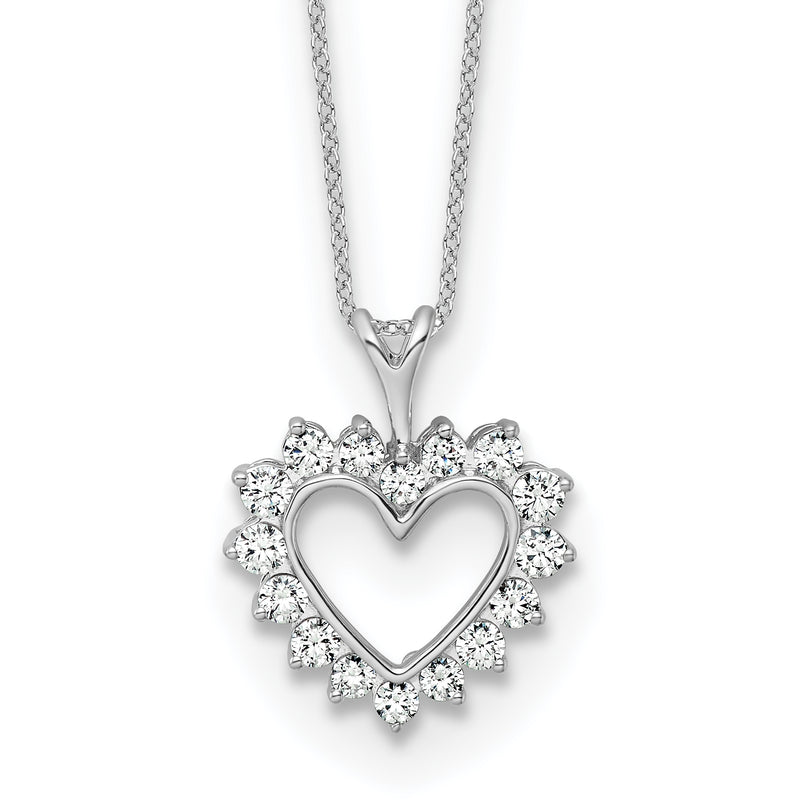 14K White Gold 1/2 Carat Lab Grown Diamond Vs/Si+ G+ 18 Inch Heart Pendant Necklace