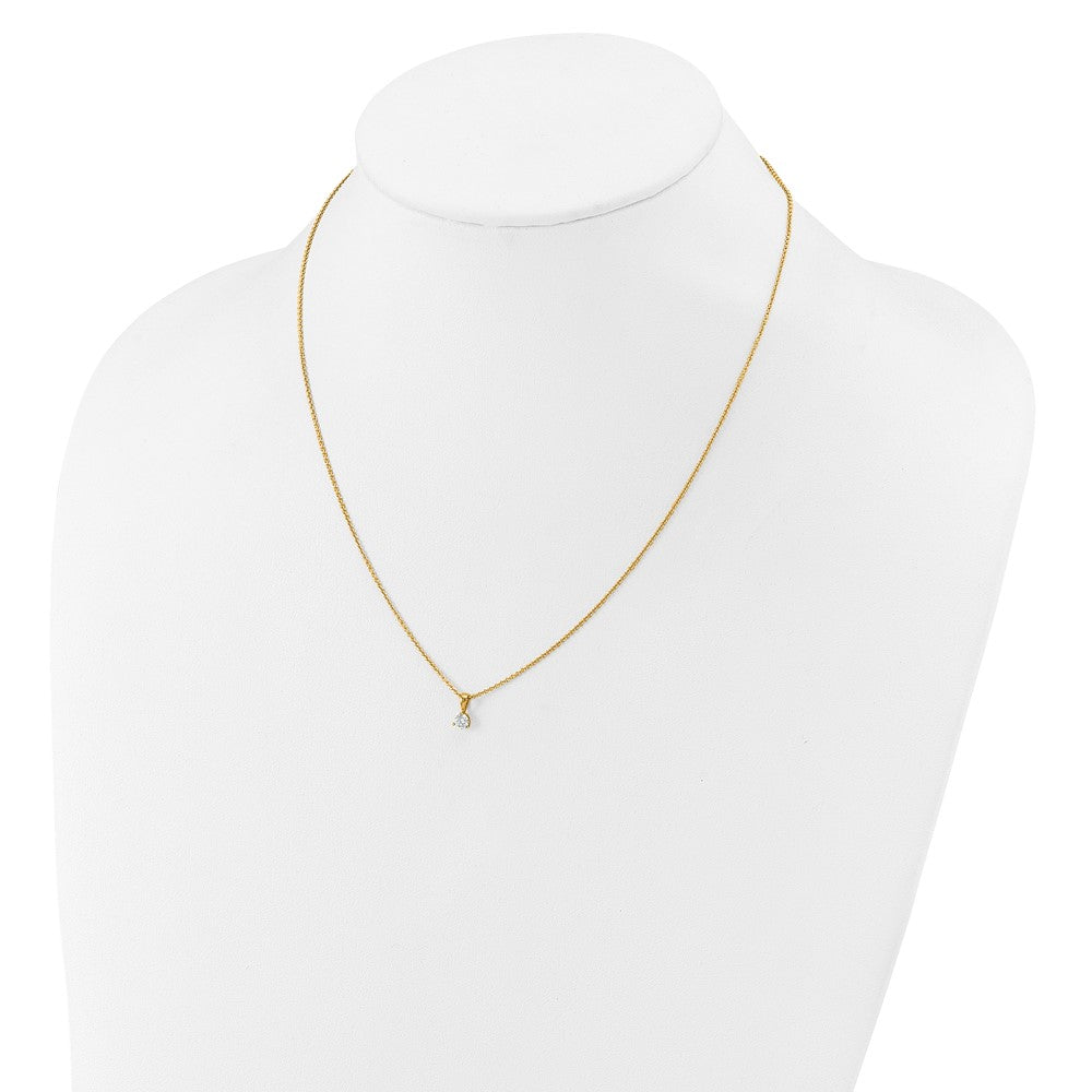 14k Yellow Gold 1/5 Ct. Lab Grown Diamond VS/SI+ G+ Three Prong 18 inch Solitare Pendant Necklace