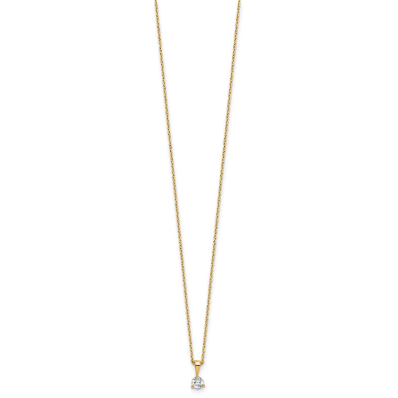 14k Yellow Gold 1/4 Ct. Lab Grown Diamond VS/SI+ G+ Three Prong 18 inch Solitare Pendant Necklace