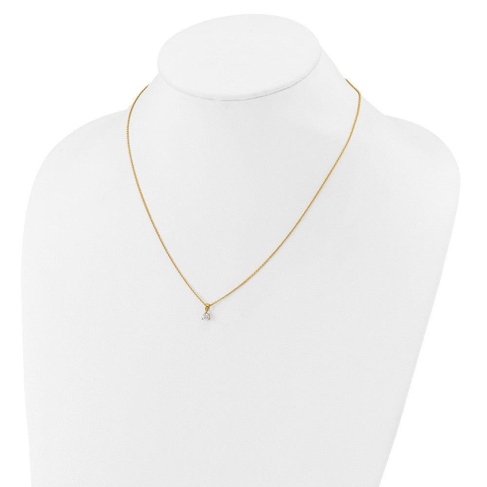14k Yellow Gold 1/4 Ct. Lab Grown Diamond VS/SI+ G+ Three Prong 18 inch Solitare Pendant Necklace