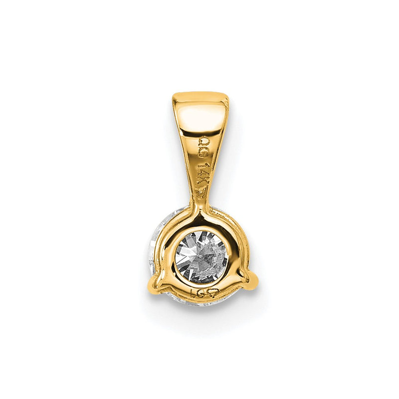 14k Yellow Gold 1/3 Ct. Lab Grown Diamond VS/SI+ G+ Three Prong Solitare Pendant