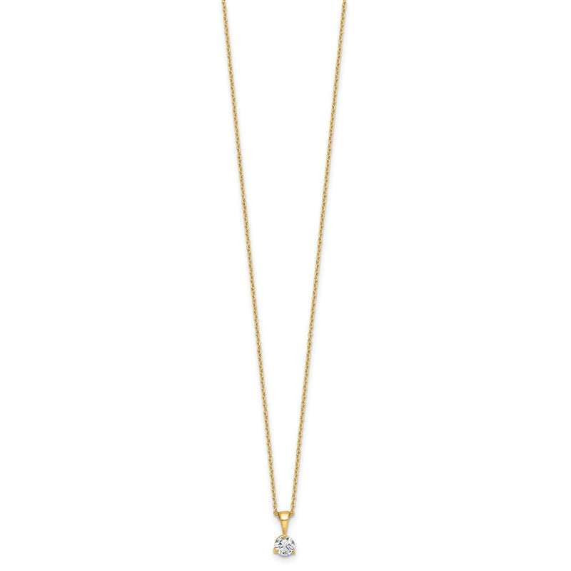 14k Yellow Gold 1/3 Ct. Lab Grown Diamond VS/SI+ G+ Three Prong 18 inch Solitare Pendant Necklace