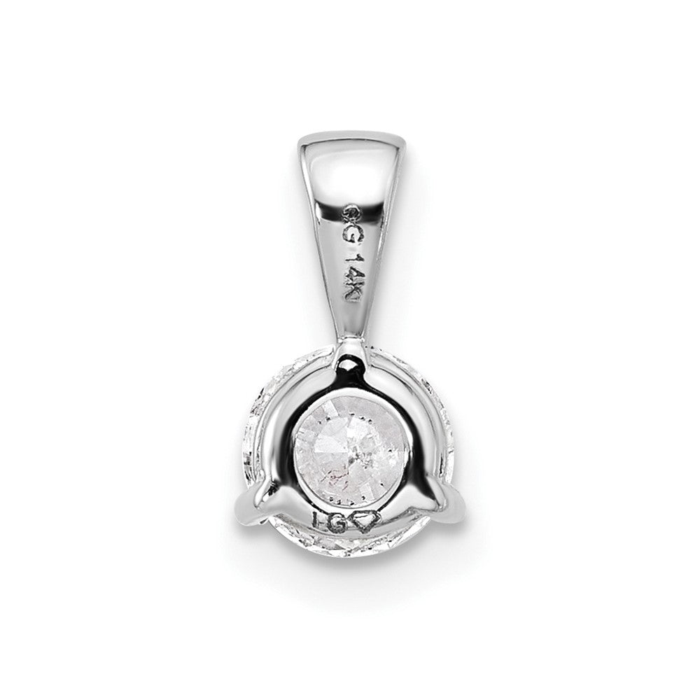 14k White Gold 1/2 Ct. Lab Grown Diamond VS/SI+ G+ Three Prong Solitare Pendant