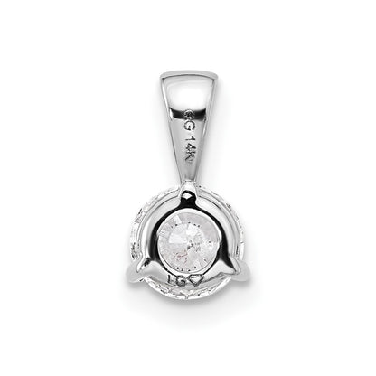 14k White Gold 1/2 Ct. Lab Grown Diamond VS/SI+ G+ Three Prong Solitare Pendant