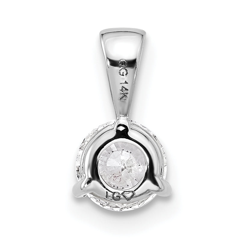 14k White Gold 1/4 Ct. Lab Grown Diamond VS/SI+ G+ Three Prong Solitare Pendant