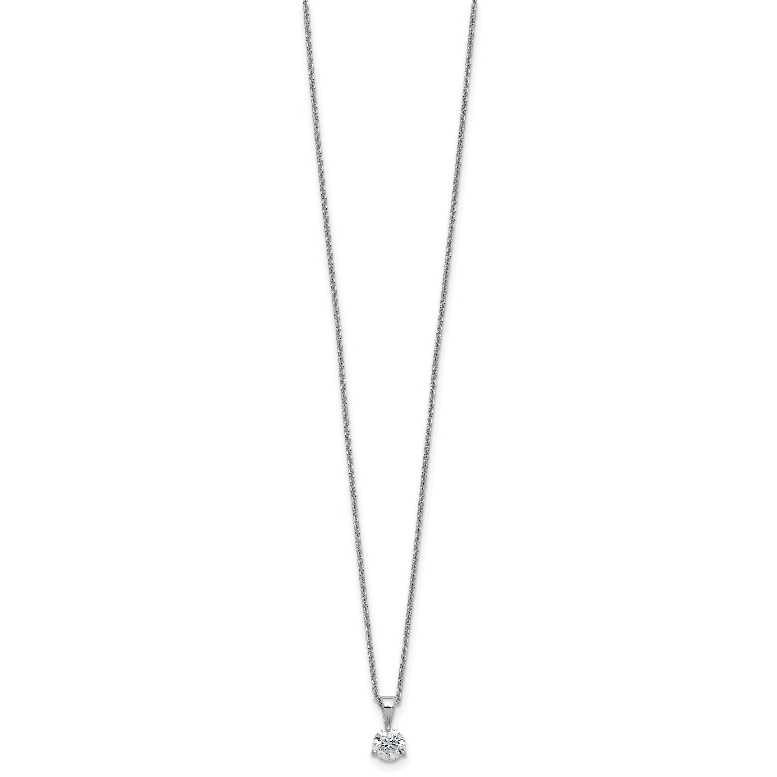 14k White Gold 1/3 Ct. Lab Grown Diamond VS/SI+ G+ Three Prong 18 inch Solitare Pendant Necklace