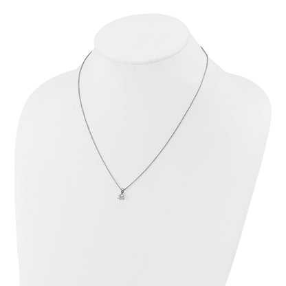 14k White Gold 1/2 Ct. Lab Grown Diamond VS/SI+ G+ Three Prong 18 inch Solitare Pendant Necklace