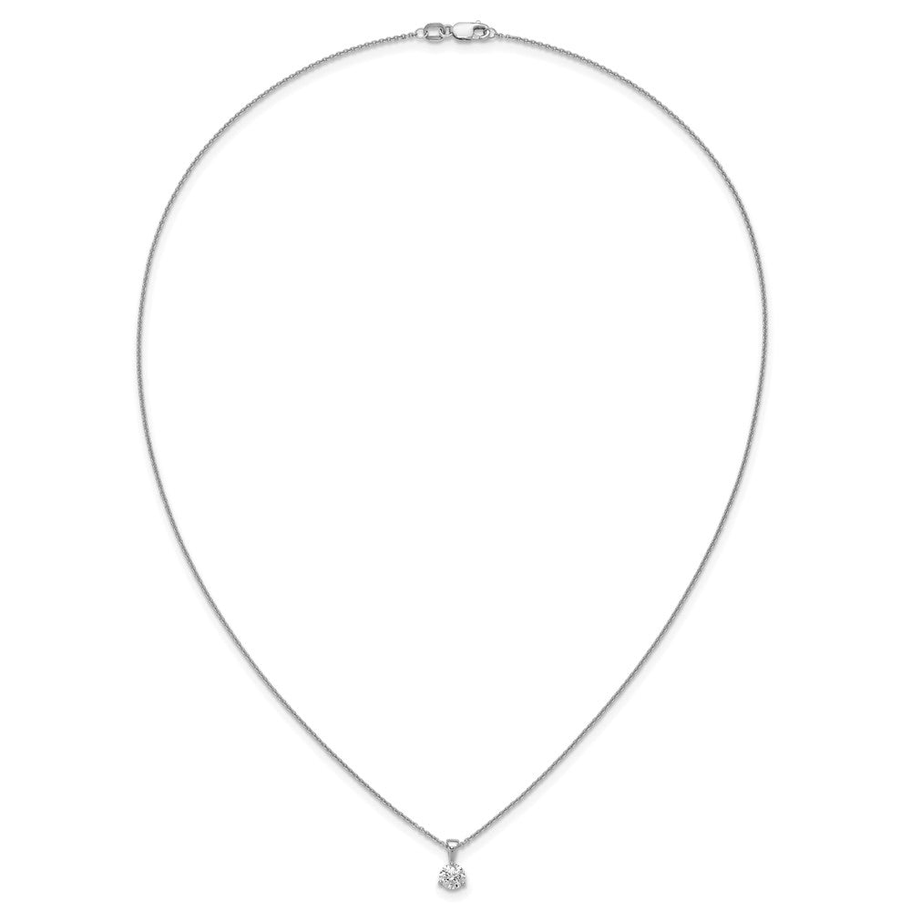 14k White Gold 1/3 Ct. Lab Grown Diamond VS/SI+ G+ Three Prong 18 inch Solitare Pendant Necklace