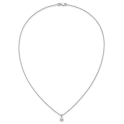 14k White Gold 1/2 Ct. Lab Grown Diamond VS/SI+ G+ Three Prong 18 inch Solitare Pendant Necklace