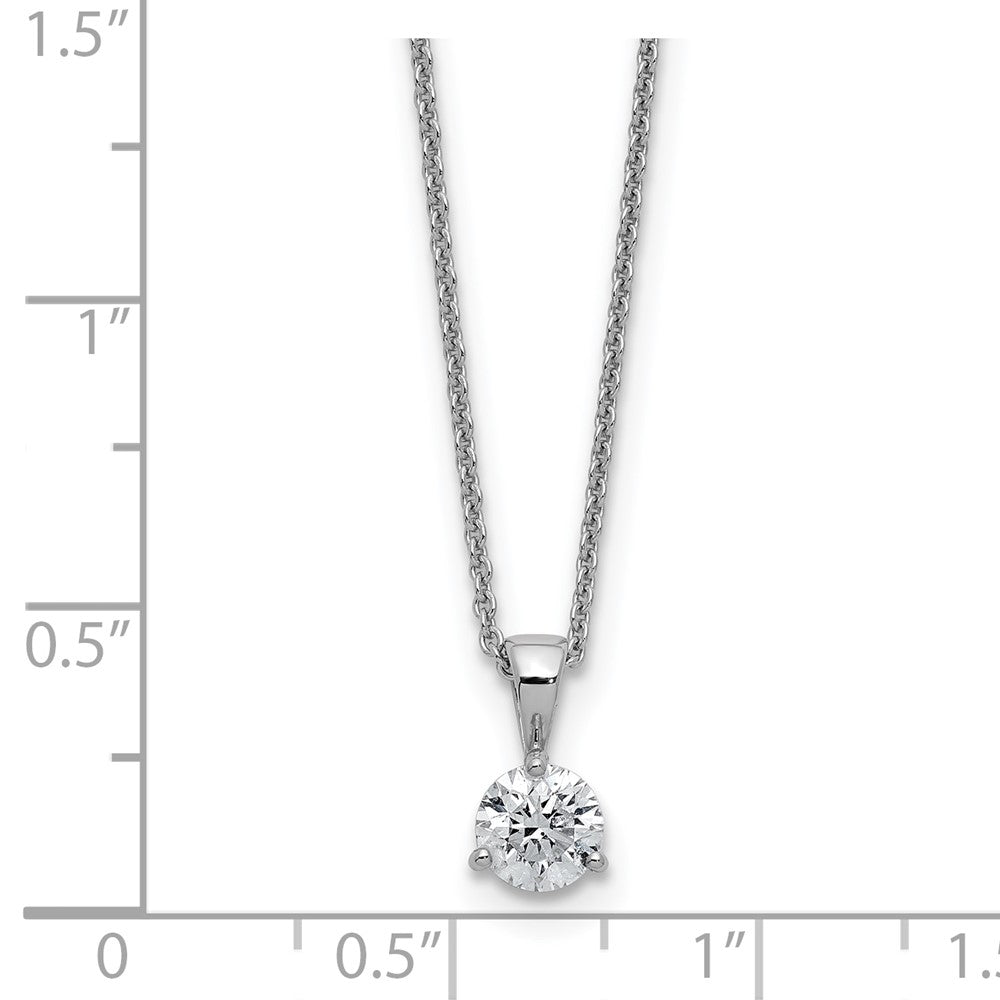 14k White Gold 1/2 Ct. Lab Grown Diamond VS/SI+ G+ Three Prong 18 inch Solitare Pendant Necklace