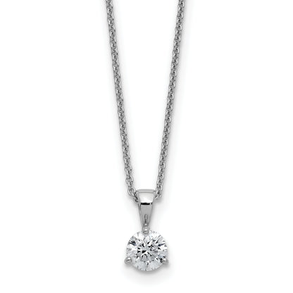 14k White Gold 1/2 Ct. Lab Grown Diamond VS/SI+ G+ Three Prong 18 inch Solitare Pendant Necklace