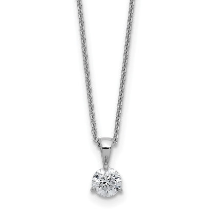 14k White Gold 1/2 Ct. Lab Grown Diamond VS/SI+ G+ Three Prong 18 inch Solitare Pendant Necklace