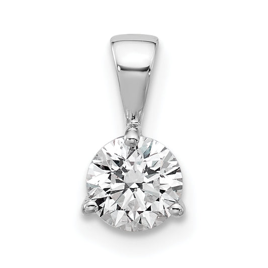 14k White Gold 1/2 Ct. Lab Grown Diamond VS/SI+ G+ Three Prong Solitare Pendant
