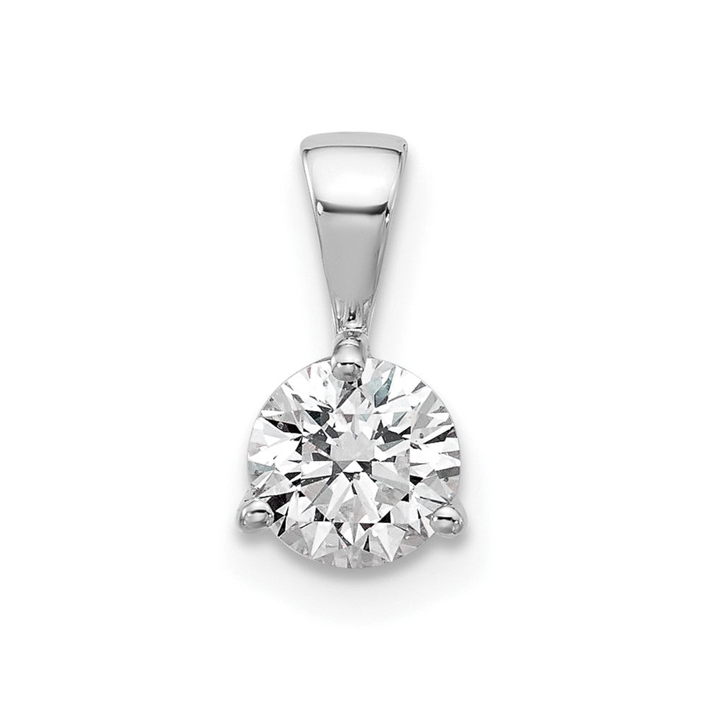 14k White Gold 1/2 Ct. Lab Grown Diamond VS/SI+ G+ Three Prong Solitare Pendant