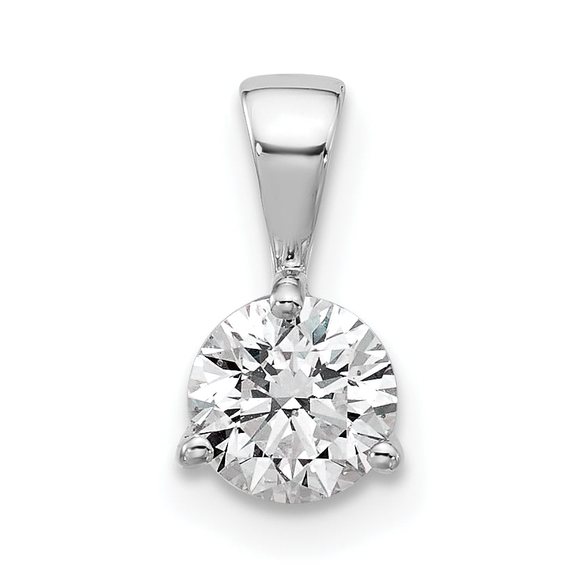 14k White Gold 1/4 Ct. Lab Grown Diamond VS/SI+ G+ Three Prong Solitare Pendant