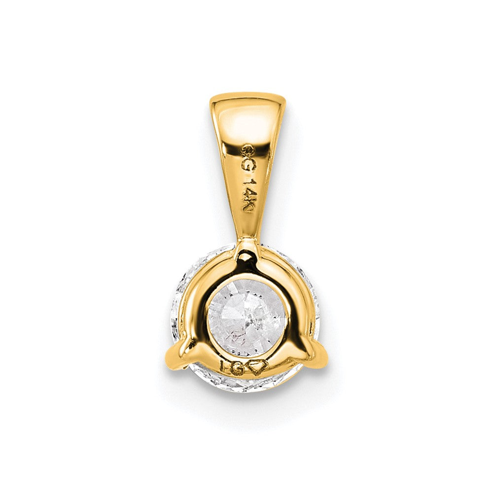 14k Yellow Gold 1/2 Ct. Lab Grown Diamond VS/SI+ G+ Three Prong Solitare Pendant