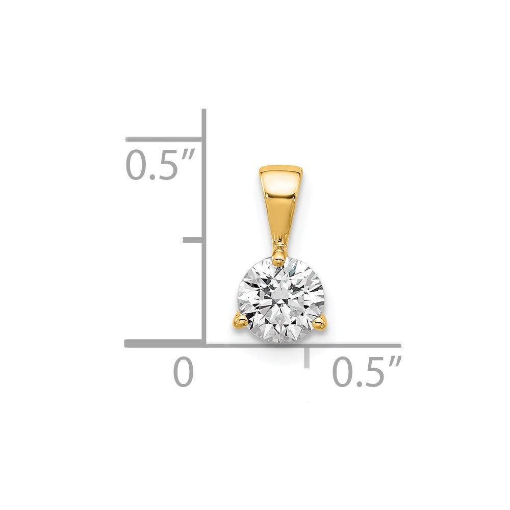 14k Yellow Gold 1/2 Ct. Lab Grown Diamond VS/SI+ G+ Three Prong Solitare Pendant