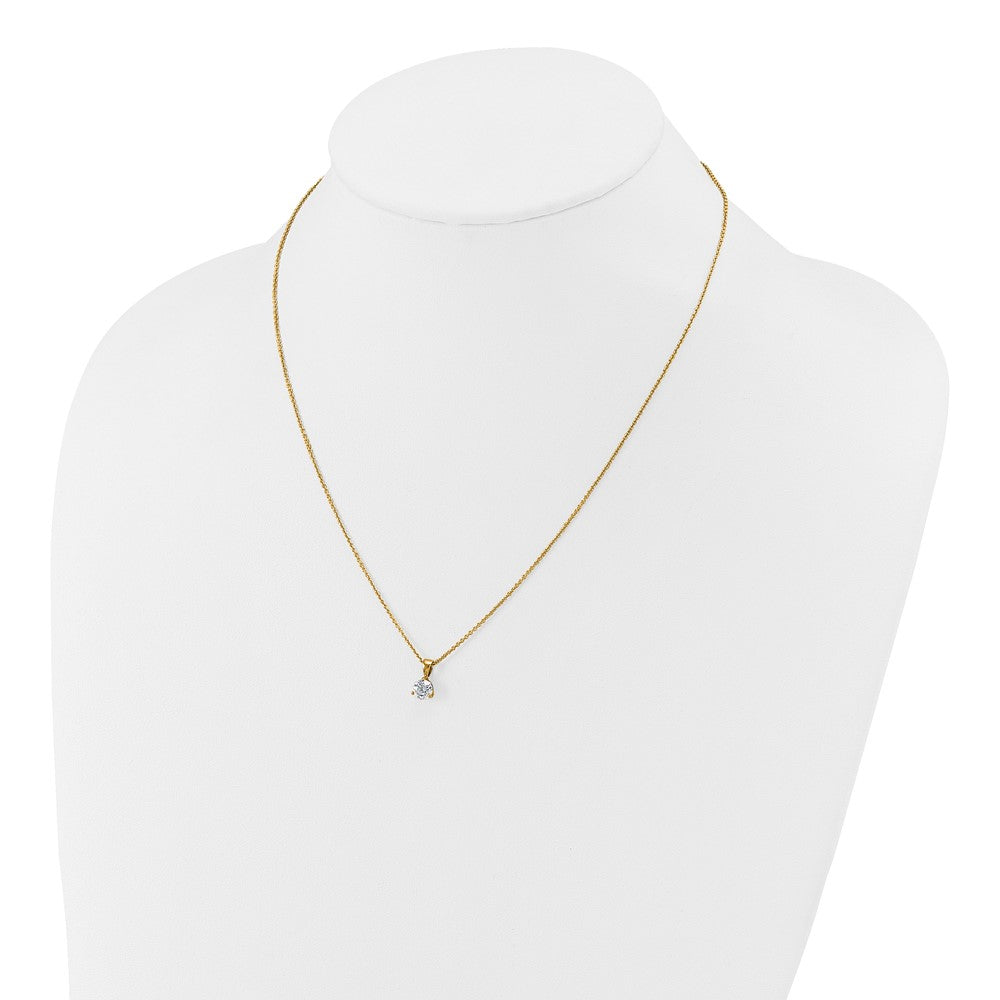 14k Yellow Gold 1/2 Ct. Lab Grown Diamond VS/SI+ G+ Three Prong 18 inch Solitare Pendant Necklace