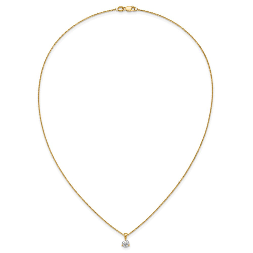14k Yellow Gold 1/2 Ct. Lab Grown Diamond VS/SI+ G+ Three Prong 18 inch Solitare Pendant Necklace