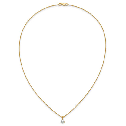 14k Yellow Gold 1/2 Ct. Lab Grown Diamond VS/SI+ G+ Three Prong 18 inch Solitare Pendant Necklace