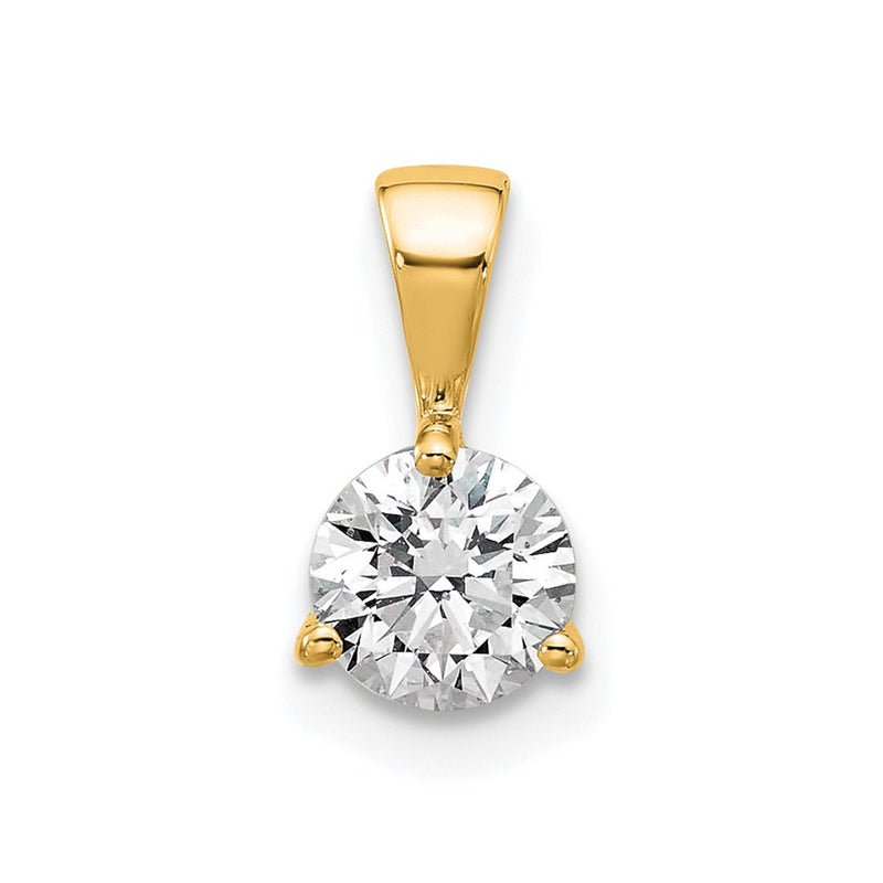 14k Yellow Gold 1/2 Ct. Lab Grown Diamond VS/SI+ G+ Three Prong Solitare Pendant