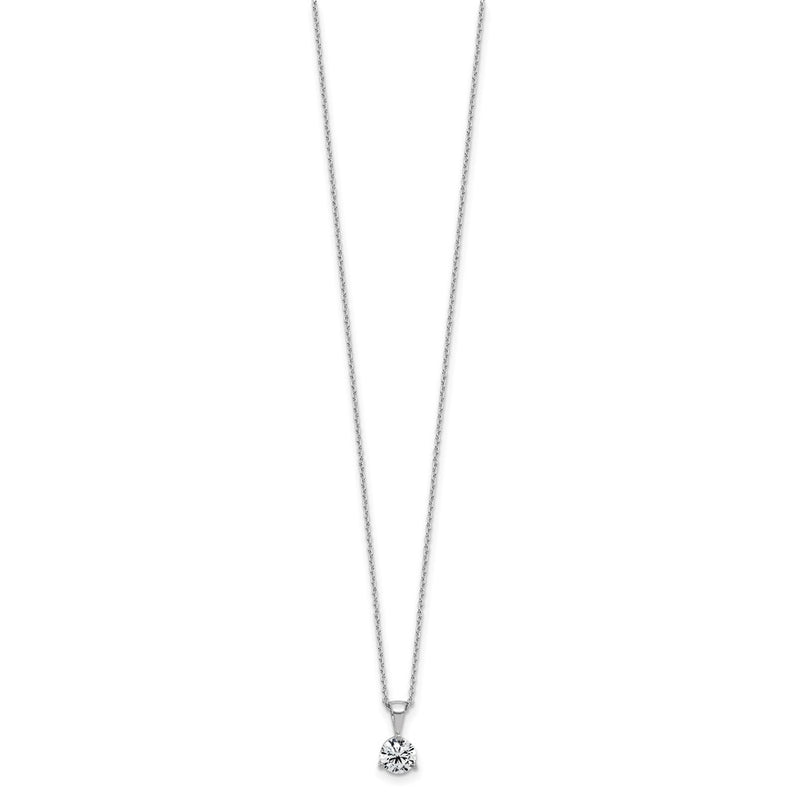 14k White Gold 1 Ct. Lab Grown Diamond VS/SI+ G+ Three Prong 18 inch Solitare Pendant Necklace