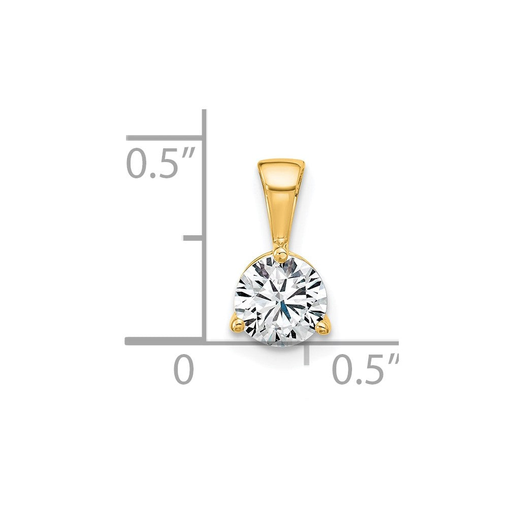 14k Yellow Gold 3/4 Ct. Lab Grown Diamond VS/SI+ G+ Three Prong Solitare Pendant