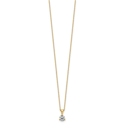 14k Yellow Gold 1 Ct. Lab Grown Diamond VS/SI+ G+ Three Prong 18 inch Solitare Pendant Necklace