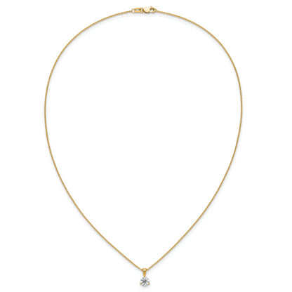 14k Yellow Gold 1 Ct. Lab Grown Diamond VS/SI+ G+ Three Prong 18 inch Solitare Pendant Necklace