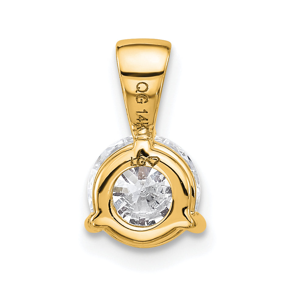 14k Yellow Gold 1 Ct. Lab Grown Diamond VS/SI+ G+ Three Prong Solitare Pendant