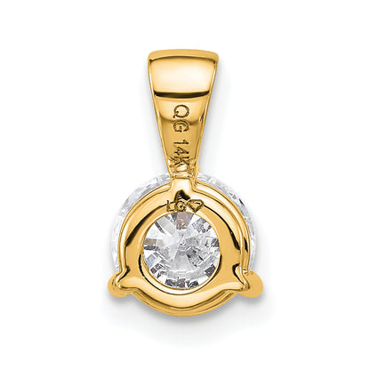 14k Yellow Gold 1 Ct. Lab Grown Diamond VS/SI+ G+ Three Prong Solitare Pendant
