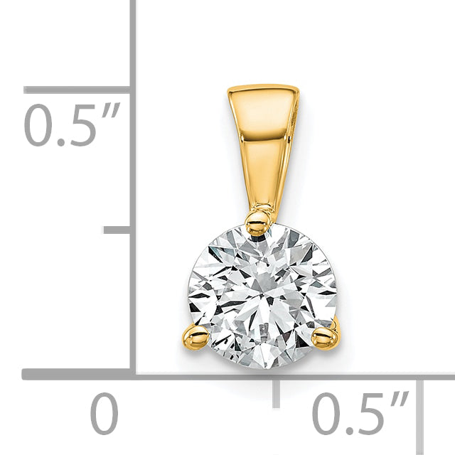 14k Yellow Gold 1 Ct. Lab Grown Diamond VS/SI+ G+ Three Prong Solitare Pendant