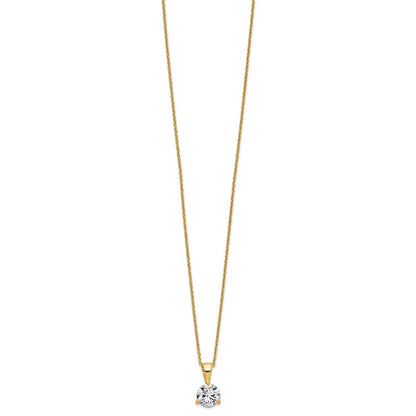 14k Yellow Gold 3/4 Ct. Lab Grown Diamond VS/SI+ G+ Three Prong 18 inch Solitare Pendant Necklace