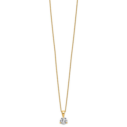 14k Yellow Gold 1 Ct. Lab Grown Diamond VS/SI+ G+ Three Prong 18 inch Solitare Pendant Necklace