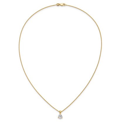 14k Yellow Gold 3/4 Ct. Lab Grown Diamond VS/SI+ G+ Three Prong 18 inch Solitare Pendant Necklace