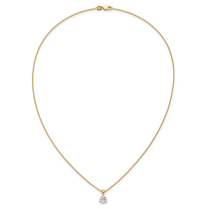 14k Yellow Gold 1 Ct. Lab Grown Diamond VS/SI+ G+ Three Prong 18 inch Solitare Pendant Necklace