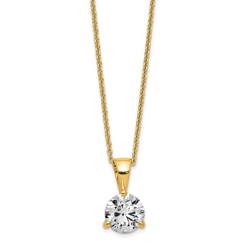 14k Yellow Gold 1 Ct. Lab Grown Diamond VS/SI+ G+ Three Prong 18 inch Solitare Pendant Necklace
