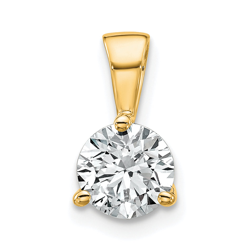 14k Yellow Gold 1 Ct. Lab Grown Diamond VS/SI+ G+ Three Prong Solitare Pendant