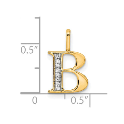 10K Yellow Gold 10K Diamond Letter B Initial Pendant