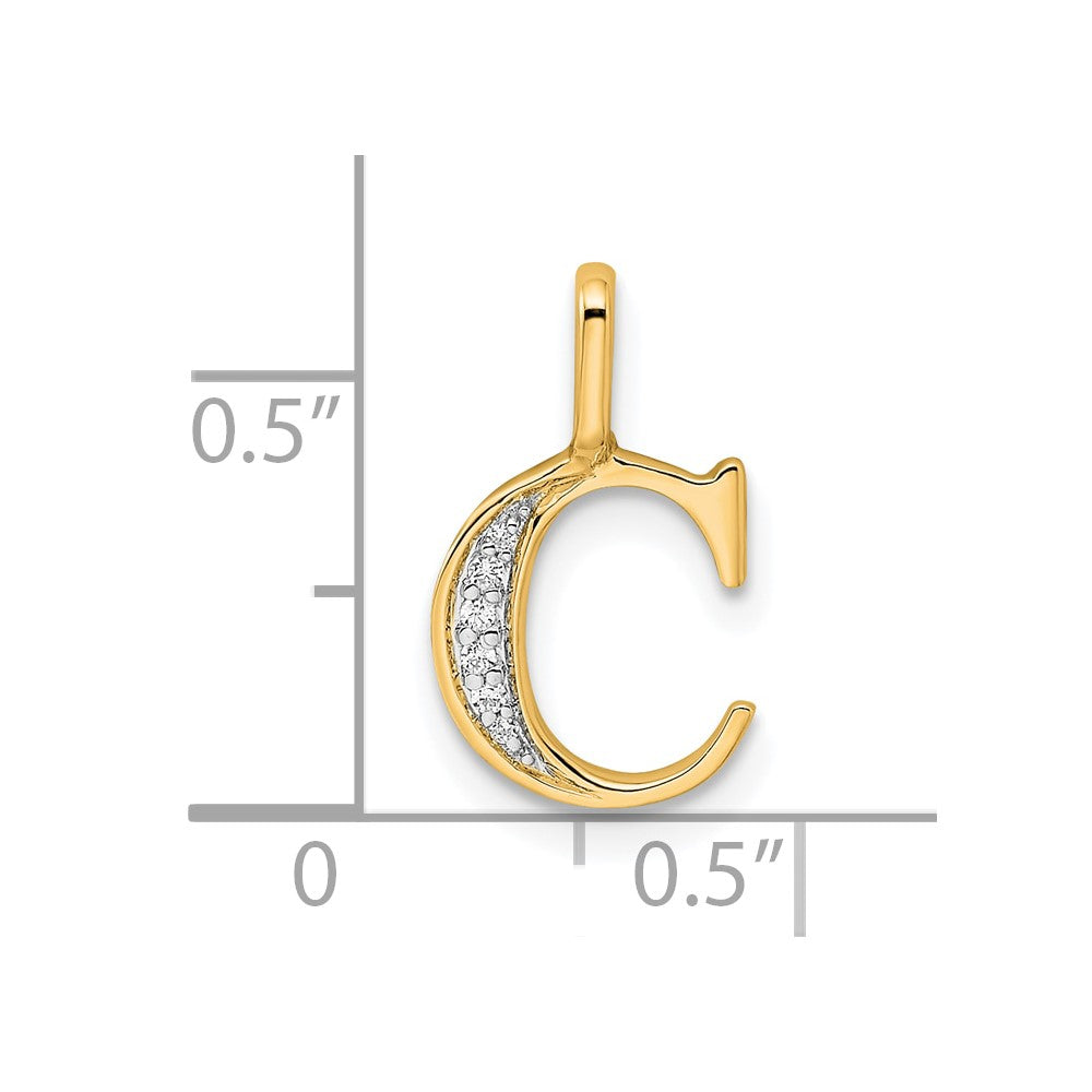 10K Yellow Gold 10K Diamond Letter C Initial Pendant